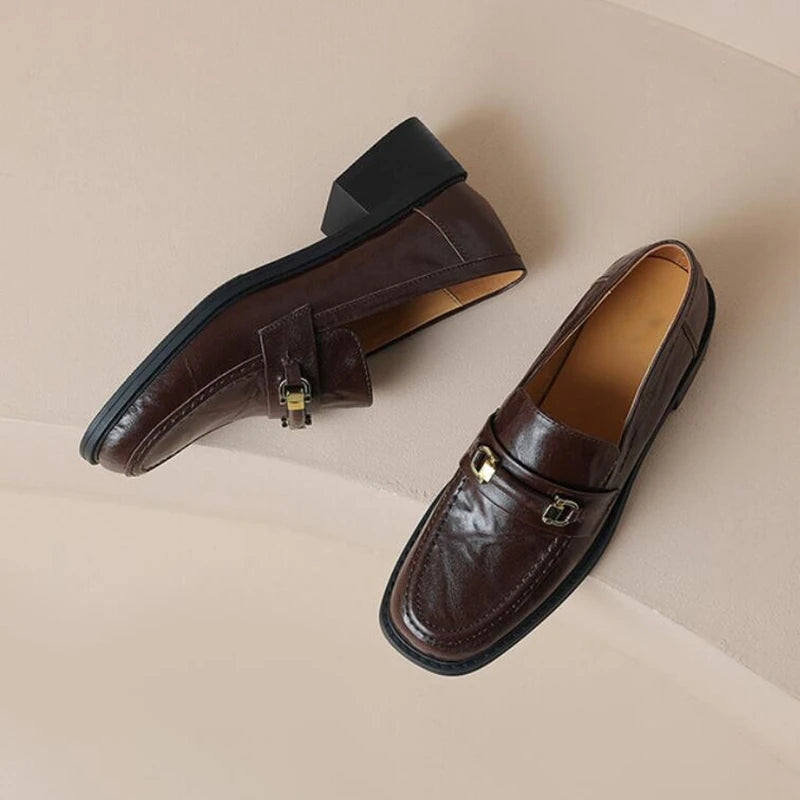 Women's Square Toe Leather Vintage Loafers | OWNLUXE