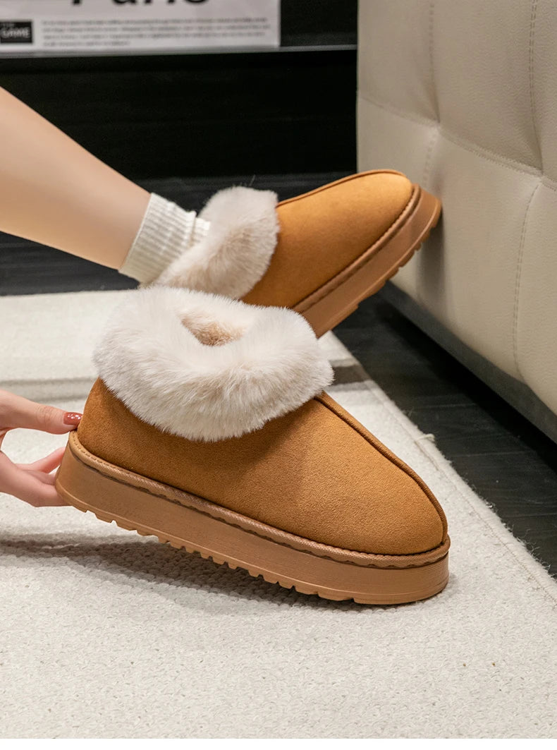 Women’s Plush Snow Boots – Faux Fur Winter Indoor Slippers
