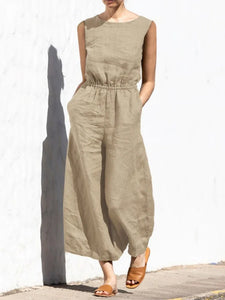 Effortless High Waist Ankle-Length Jumpsuit – Chic Wide Leg Casual Style