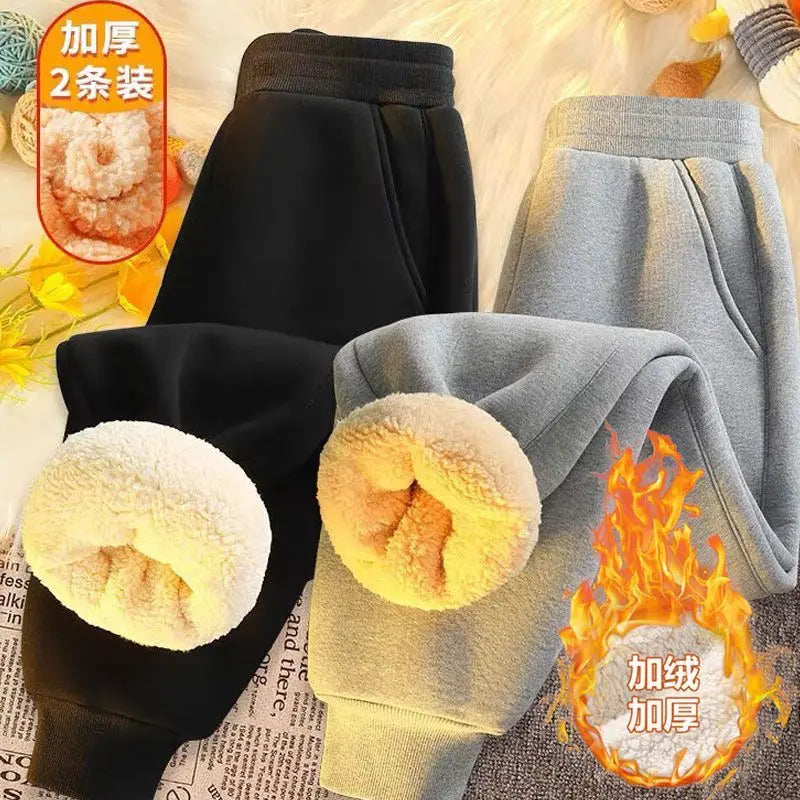 Thickened Lamb Velvet Winter Pants - Fleece Lined Windproof Trousers