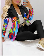 Spring Autumn Fashion Blazers Pant Sets Long Sleeve Print Coat Two Piece | OWNLUXE