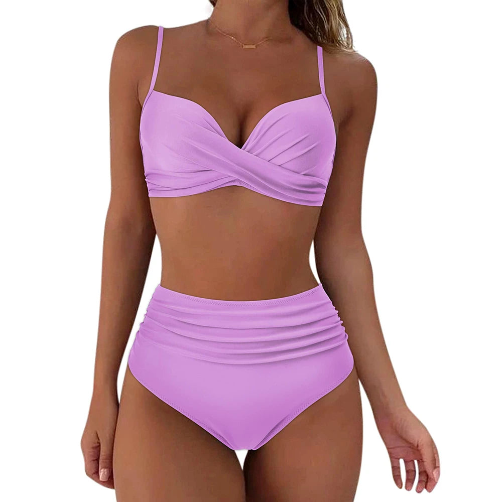 High-Waist Bikini Set – Two-Piece Stretch Swimwear