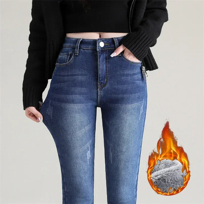 Skinny Denim Straight-Leg Pants | OWNLUXE
