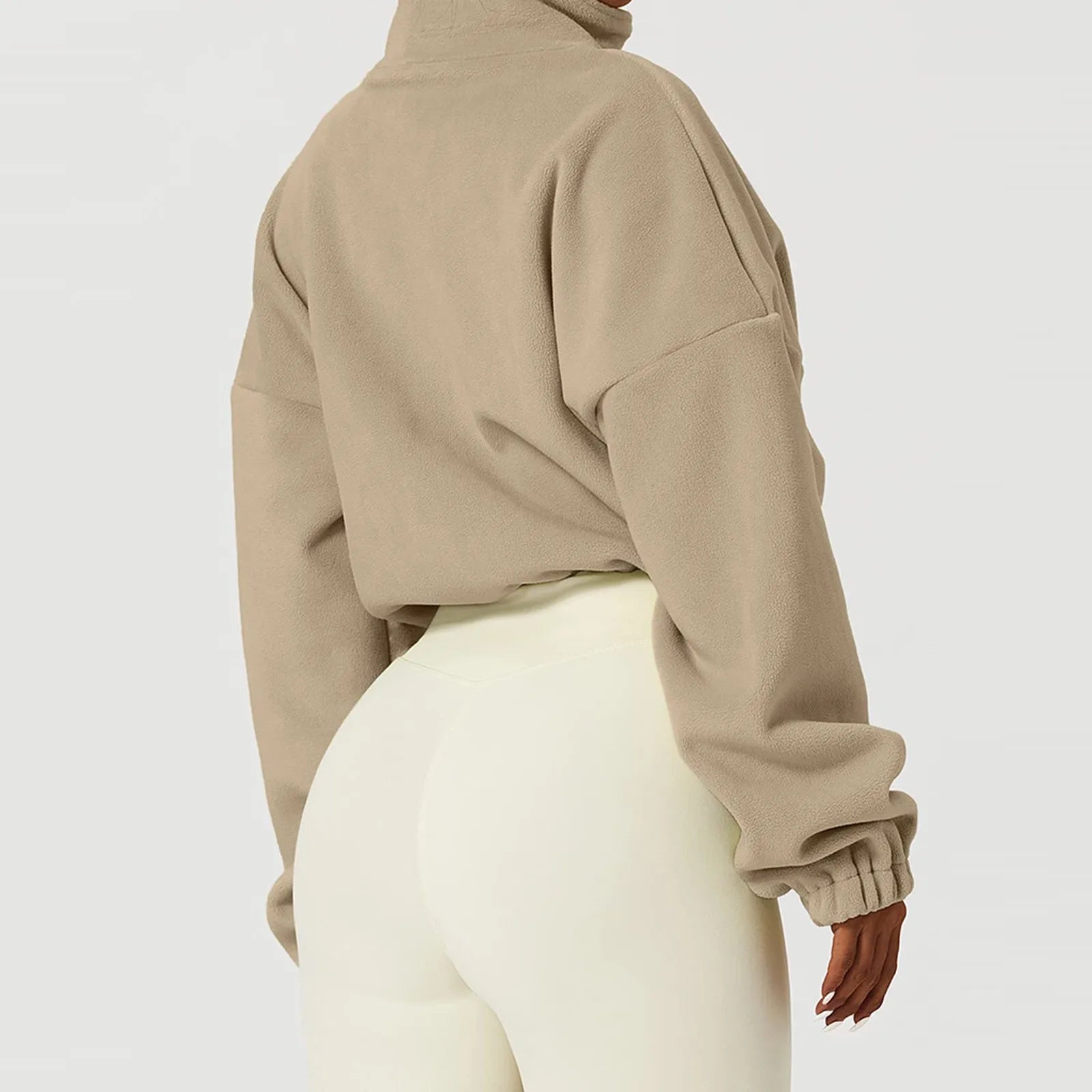 🔥 Women's Oversized Fleece Zip-Up Crop Jacket – Cozy & Stylish for Autumn/Winter ❄️