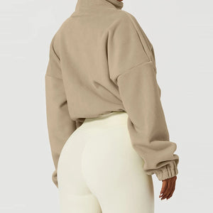🔥 Women's Oversized Fleece Zip-Up Crop Jacket – Cozy & Stylish for Autumn/Winter ❄️