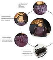 Genuine Leather Crocodile Print Tote - 2025 Trend Bucket Bag