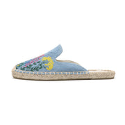 Embroidered Denim Mules - Casual Flat Summer Slippers