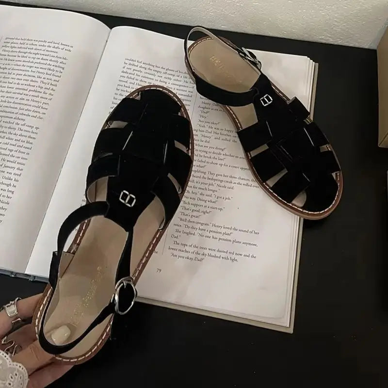 Women's Leather Retro Sandals (Chocolate) – Shop at OWNLUXE