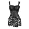 Lace Faux Leather Zip-Up Corset | OWNLUXE