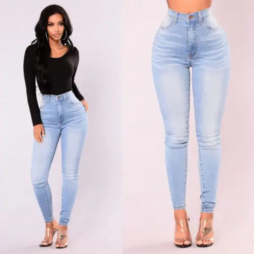 High Waist Stretch Denim Skinny Jeans