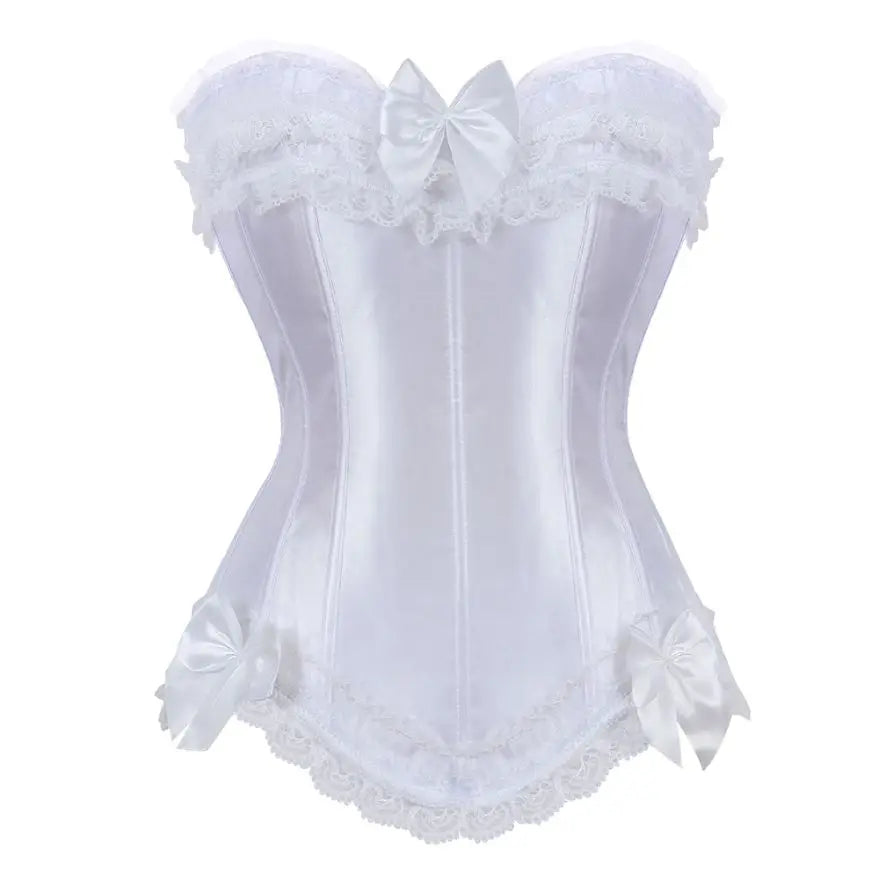 Satin Overbust Corset - Lace Up Bustier Top Gothic & Lolita Style | OWNLUXE