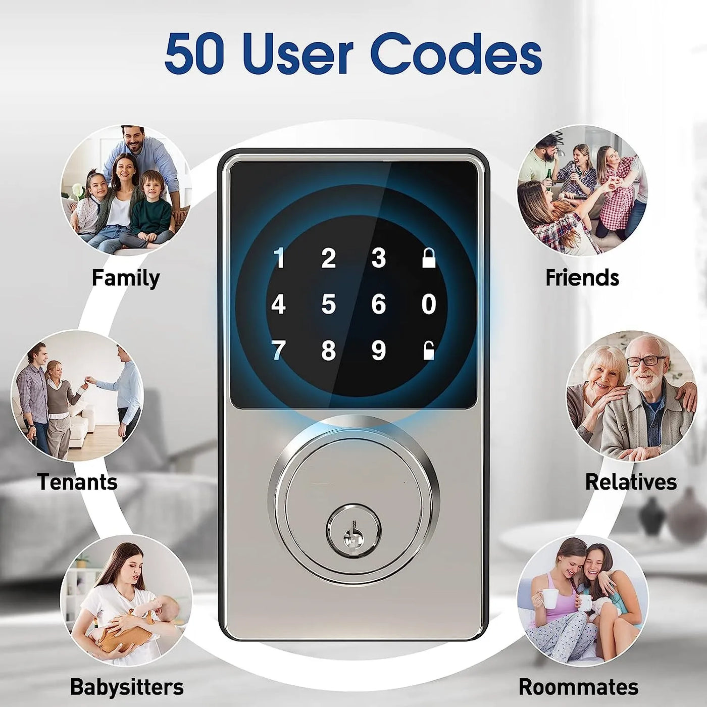 Smart Keypad Door Lock – PIN Code, Key Backup, IP66