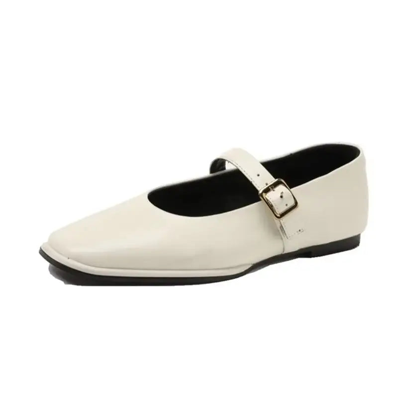 Women's Square Toe Leather Flats – Shop at OWNLUXE