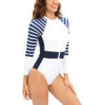 Load image into Gallery viewer, Swimwear Long Sleeves for Women One-piece Swimsuit Rash Guard Zipper Sun Protection Bathing Suit Snorkeling Suit Beach Wear
