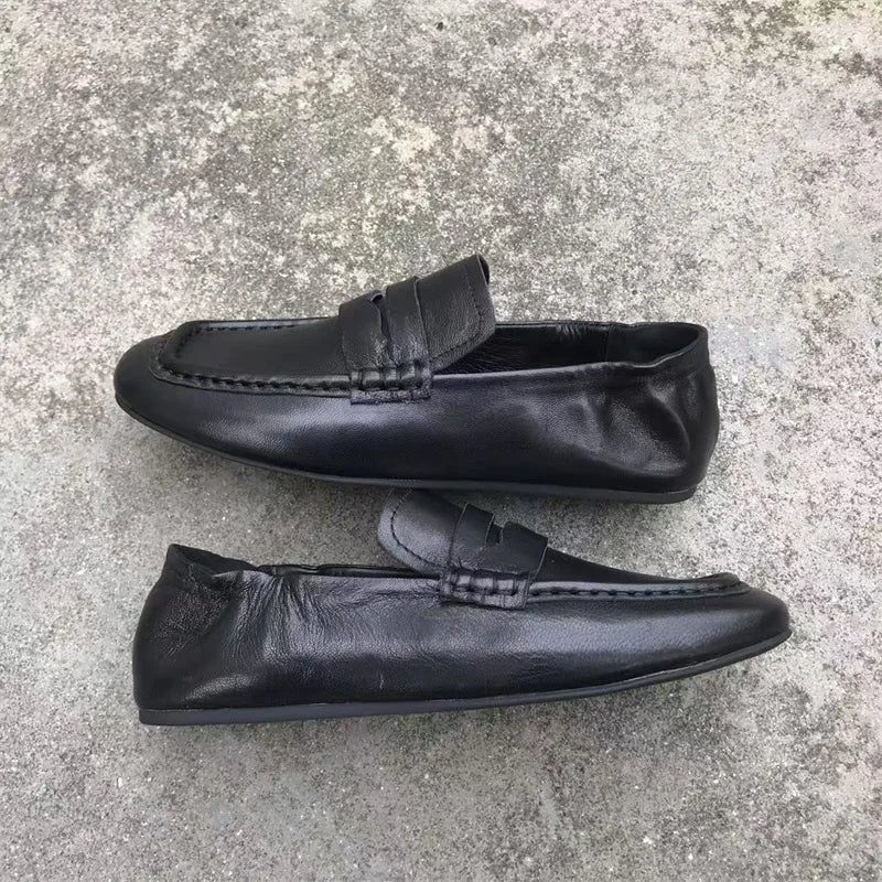 Leather Set Flat Loafers | OWNLUXE