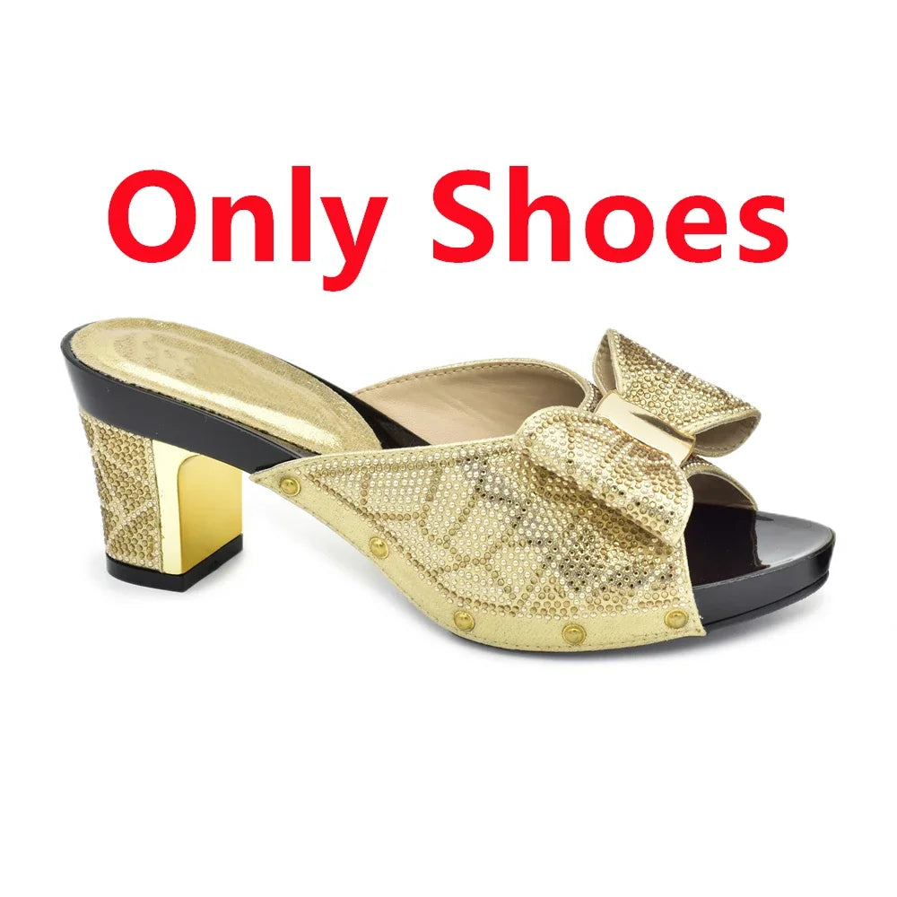 Rhinestone Shoes & Matching Bag Set - Party Wedding Heels with Purse