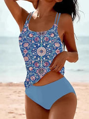 Printed Boho High-Waist Tankini Set | OWNLUXE