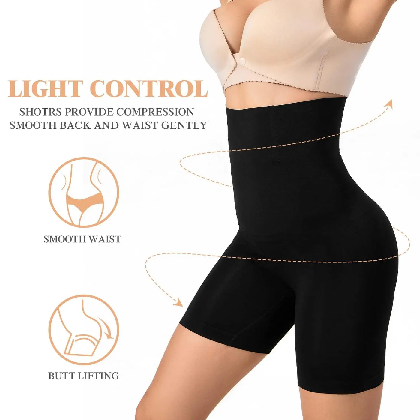 High-Waist Tummy Control Shapewear Shorts - Butt Lifter Shaper