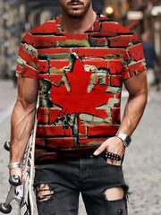Men's Canadian Flag & Maple Leaf Print T-shirt Summer | OWNLUXE