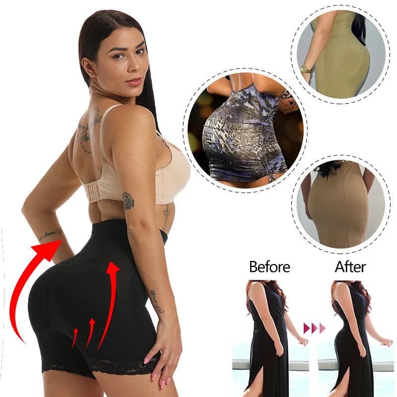 High Waisted Padded Butt Lifter Shapewear - Tummy Control Panty