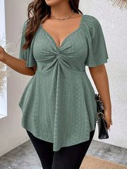 Women's V-Neck Plus Size T-Shirt (Pink) | OWNLUXE