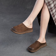 Genuine Leather Flat Slippers – Handmade Retro Women’s Mules