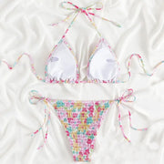 Floral Halter High-Waist Thong Tankini Set | OWNLUXE