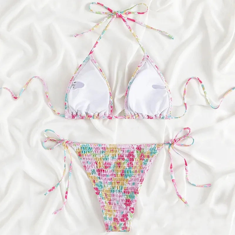 High Waist Halter Floral Bikini | OWNLUXE