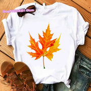Fashion Canada Maple Leaf Flag Print Women T-Shirt O-Neck Short Sleeve | OWNLUXE