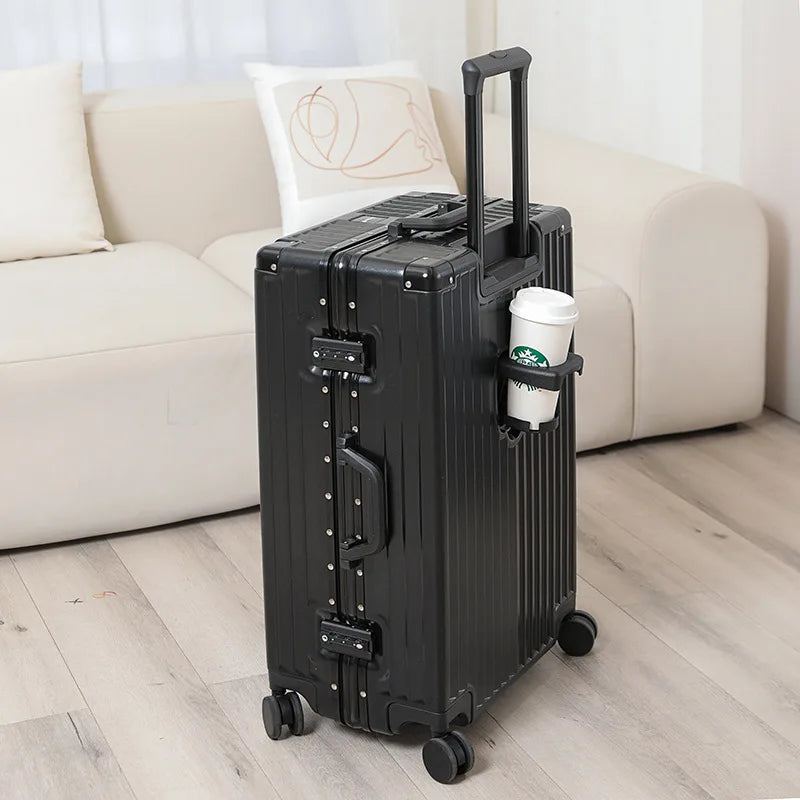 Carry On Luggage with Cup, Phone Holder and USB – Hard Shell Spinner Suitcase