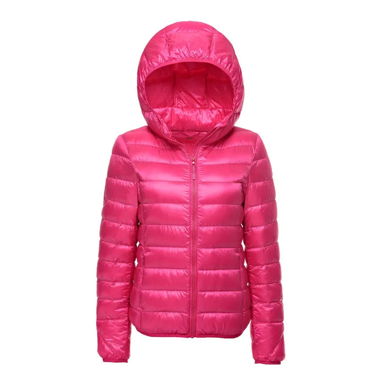 Women Hooded Short Puffer Jackets Arrivals 90 White Duck | OWNLUXE