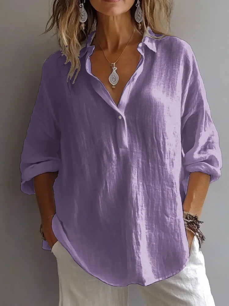 Women's Long Sleeve Breathable Cotton Top | OWNLUXE
