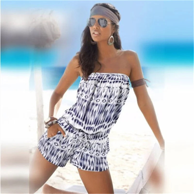 Strapless One-Shoulder Striped Printed Jumpsuit | OWNLUXE