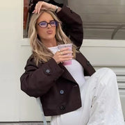 Women's Long Sleeve Oversized Cropped Jacket | OWNLUXE