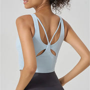 Cross-Back Nylon Sports Bra (Black) | OWNLUXE