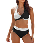 Load image into Gallery viewer, bikini Beach Colour Block Floral Printed Women&#39;s Swimsuit High Waist Two Piece For Teenagers biquinis feminino tendência 2024
