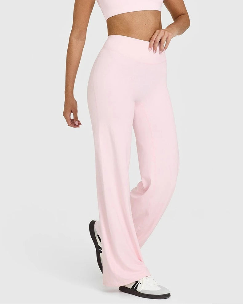 Women's Straight Leg Yoga Pants - Ultra Soft Mid-Waist Sports Trousers