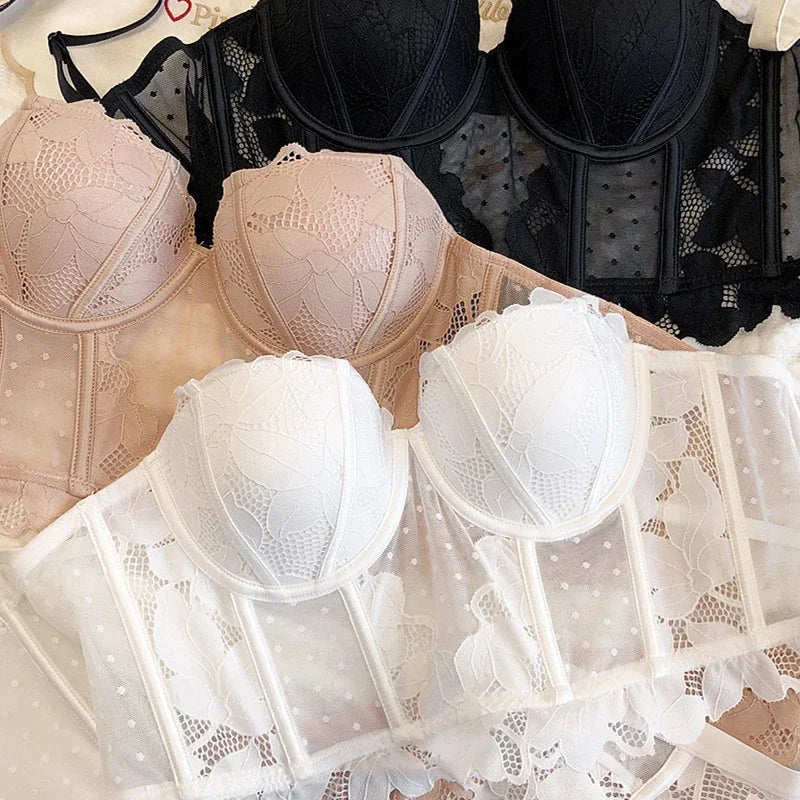 Lace Floral Embroidery Push-Up Bra & Brief Set | OWNLUXE