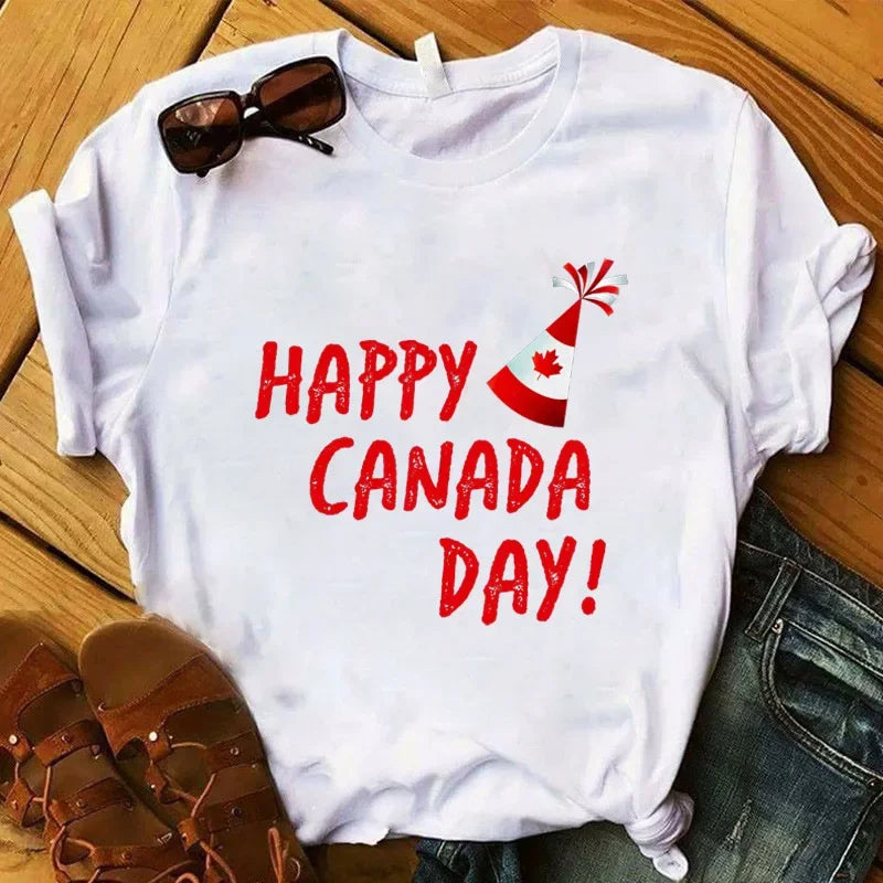 Canada Letter Print Shirt for Women – Casual Tee | T-Shirt Lettre “Canada” pour Femme – Style Décontracté