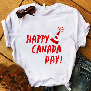 Canada Letter Print Shirt for Women – Casual Tee | T-Shirt Lettre “Canada” pour Femme – Style Décontracté