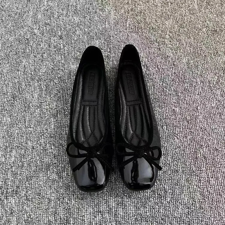 Women's Square Toe Leather Flats (Off-White) – Shop at OWNLUXE