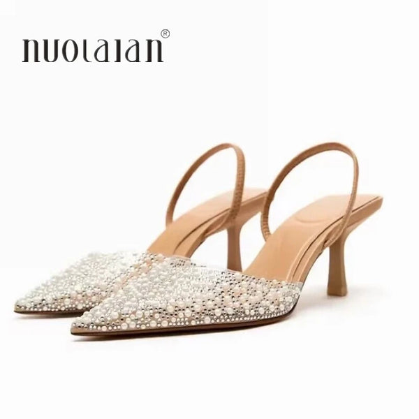 Pointed-Toe Crystal Heels – Shop at OWNLUXE