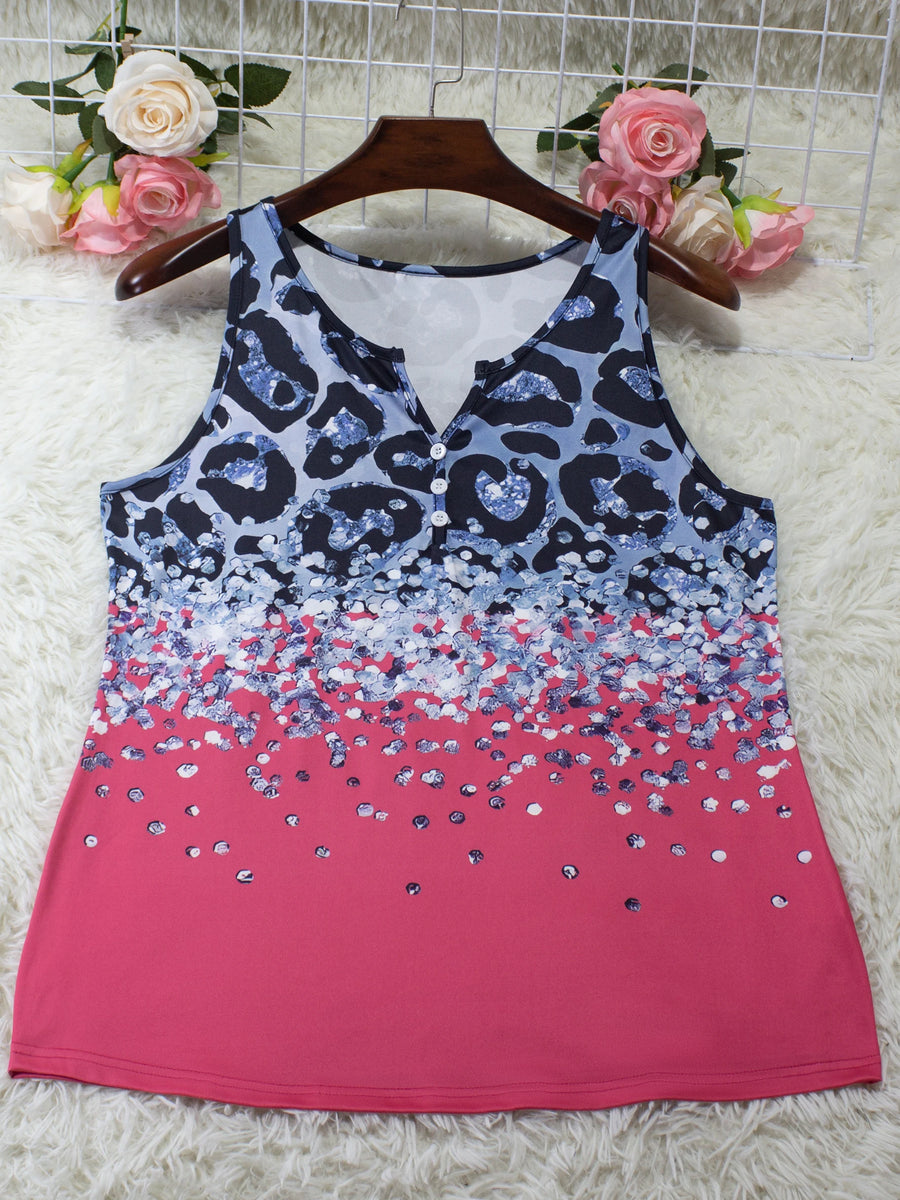 V-Neck Extended-Size Leopard Print Vest Tank Top | OWNLUXE