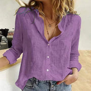 Long-Sleeve Cotton Linen Tunic Blusas | OWNLUXE