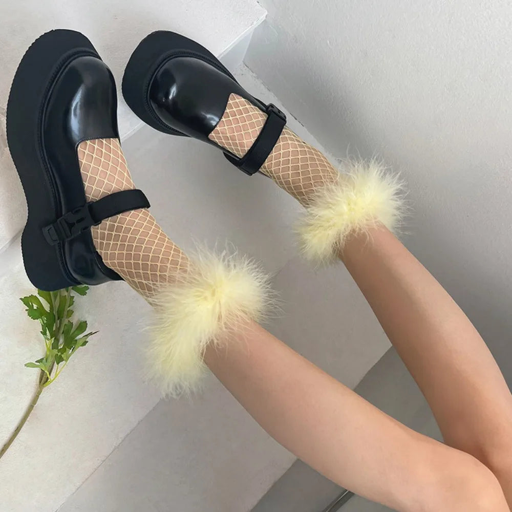 Mesh Feather Fishnet Socks | OWNLUXE
