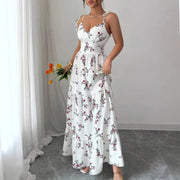 High-Waist Floral Print Bow Dress | OWNLUXE