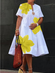 Midi V-Neck Pleated Dress | OWNLUXE