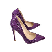 Purple Crocodile Embossed Stiletto Pumps – Pointed Toe Heels