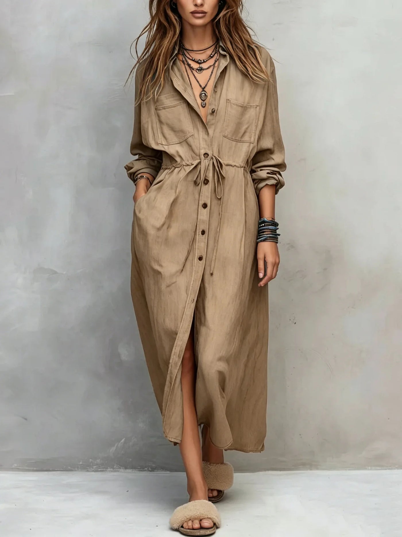 Vintage Long-Sleeve Maxi Dress | OWNLUXE