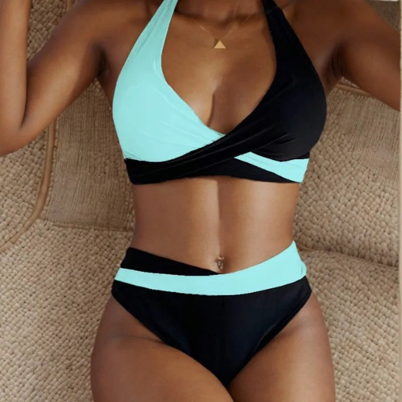 Brazilian Bikini Set – Leopard & Color Block Two-Piece